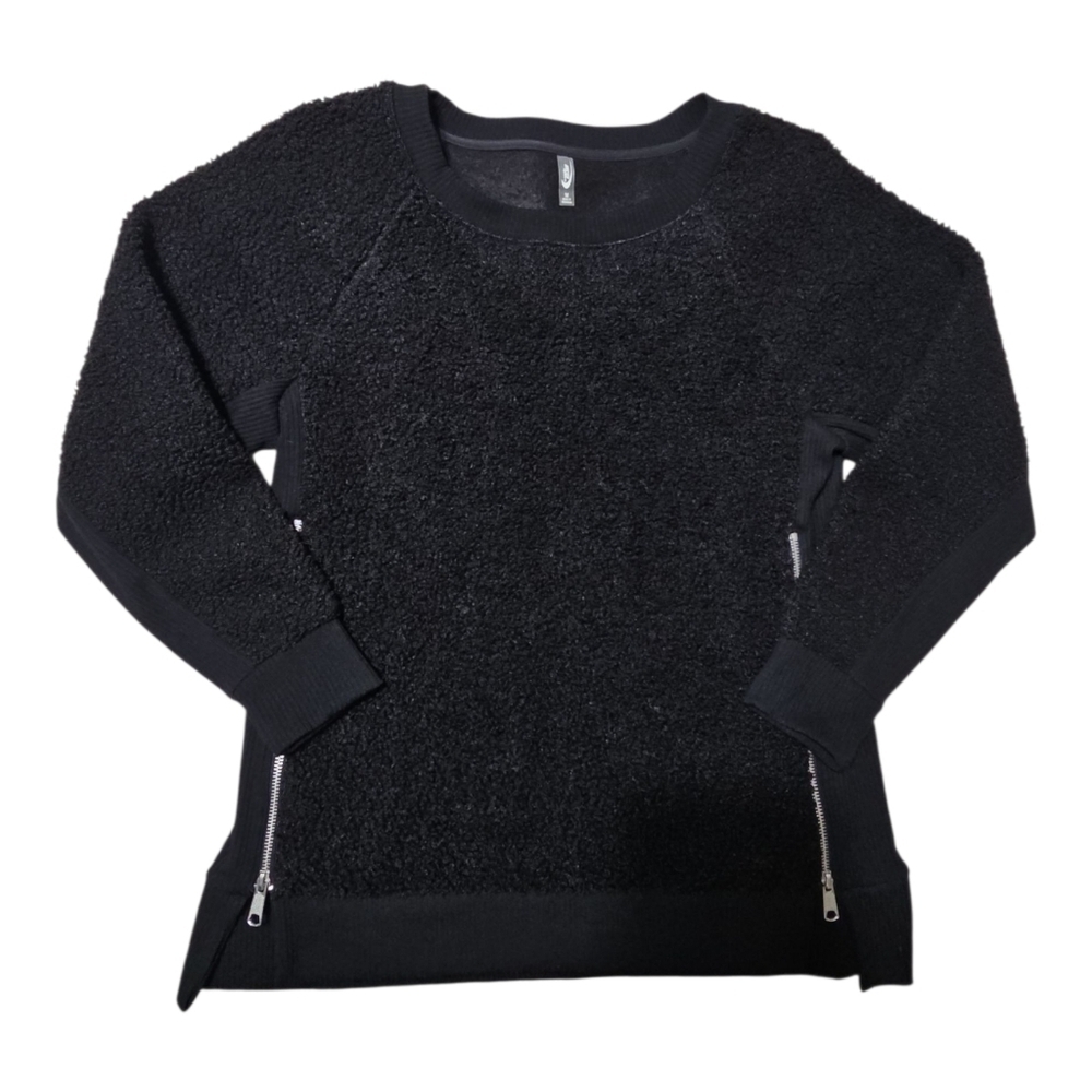 Women’s MTA Sports Black Fleece Sweater with Zipper Accents Medium